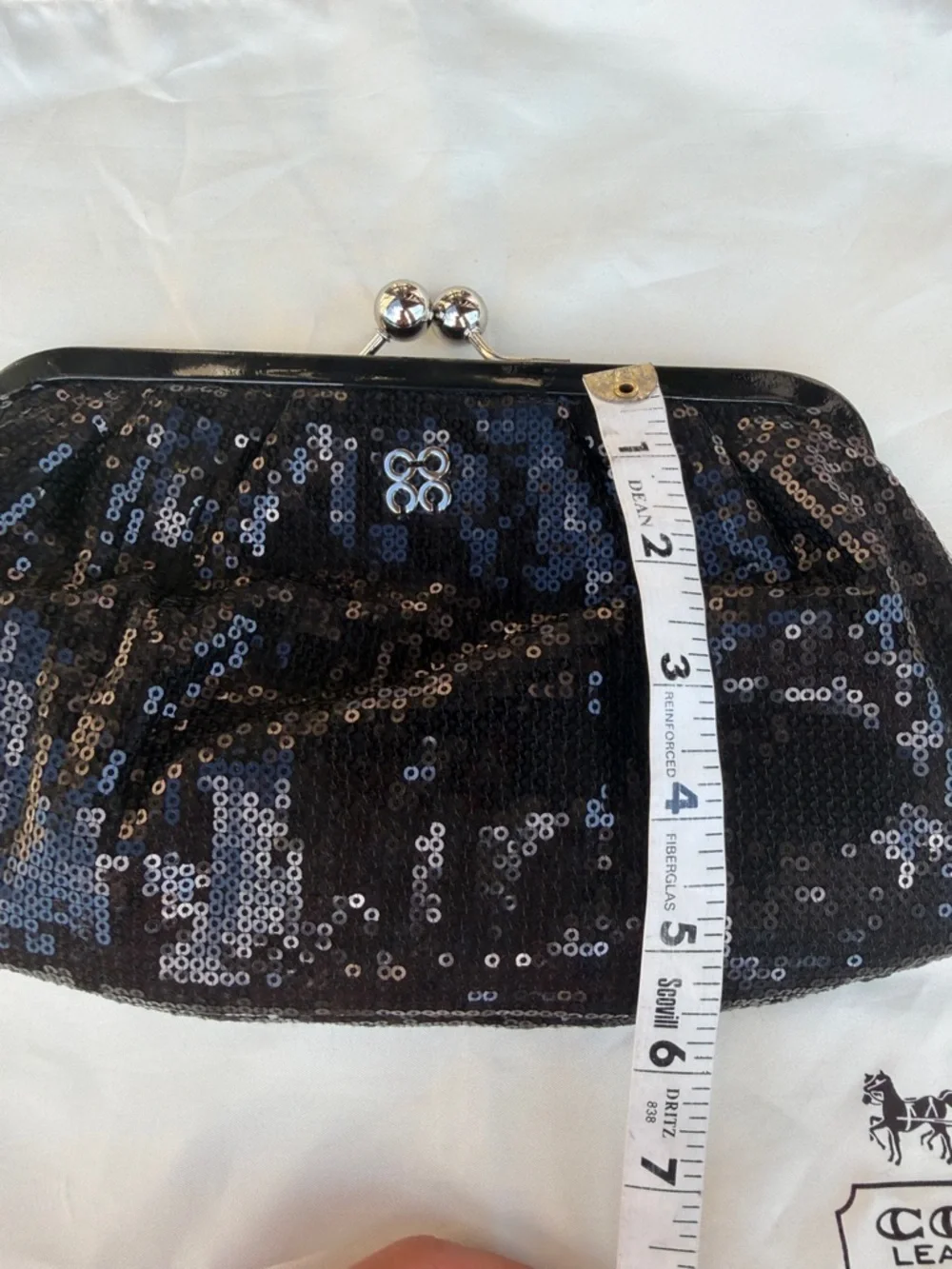 Coach Black Sequin Kiss-Lock Wristlet Clutch - Picture 10 of 14